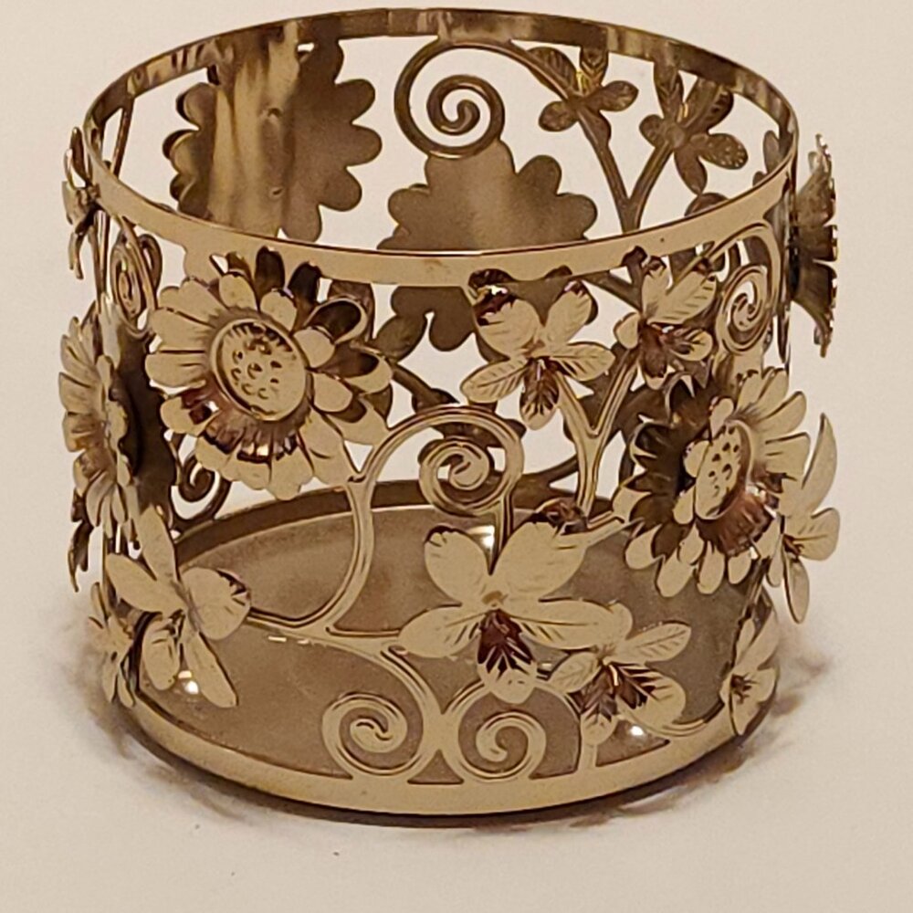 BEAUTIFUL Bath and Body Works Candle Holder Spring Sunflowers 3D GOLD FLOWERS